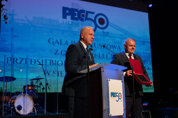 Przemowa Prezydenta Miasta Siedlce Tomasza Hapunowicza oraz Przewodniczącego Rady Miasta Siedlce Roberta Chojeckiego podczas gali jubileuszowej